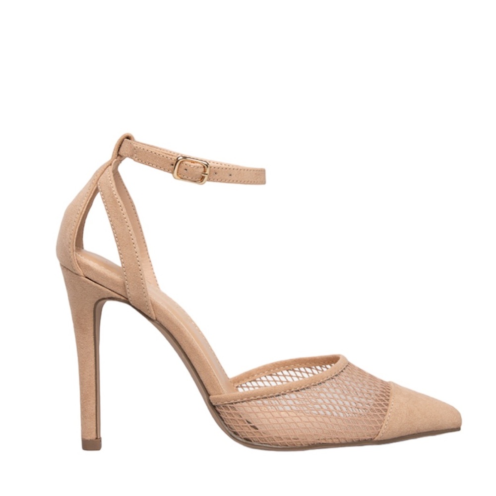Mesh stiletto pump nude color size 7